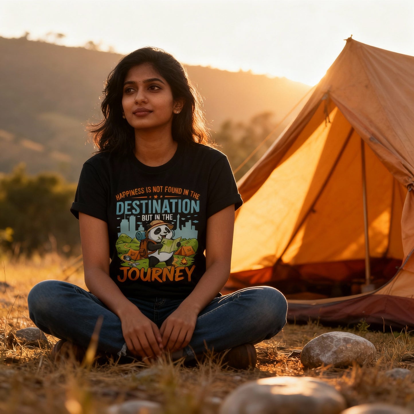 Happiness Is Found in the Journey Panda Travel T-Shirt