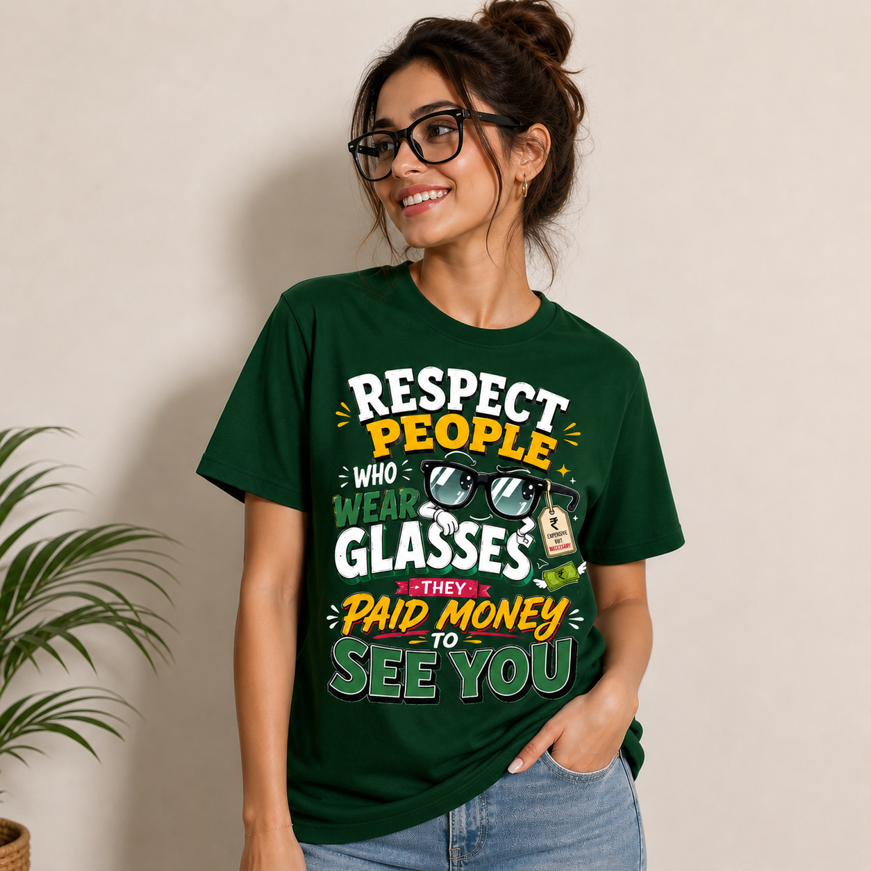 Respect People Who Wear Glasses Funny Eyewear T-Shirt