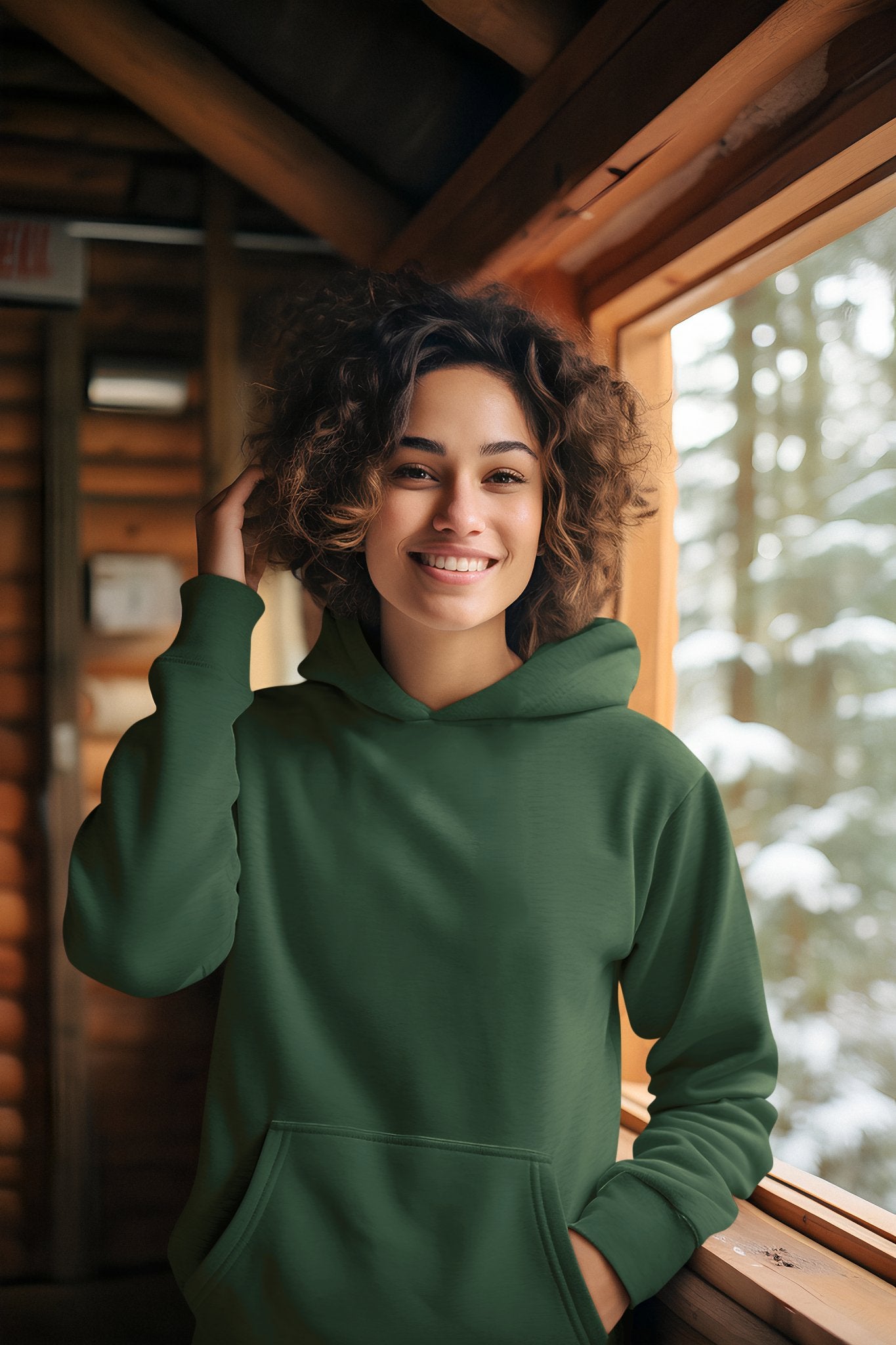 Bottle Green Unisex Winter Hoodie - TranquilTrendz