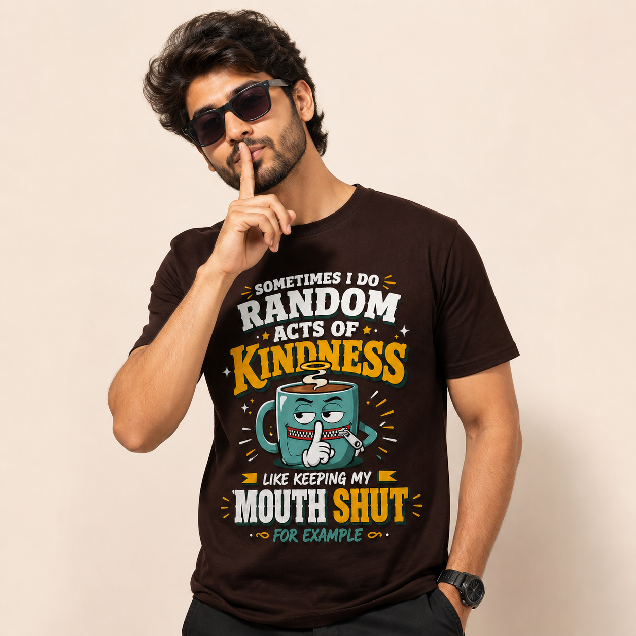 Random Acts of Kindness Funny Coffee T-Shirt for Introverts