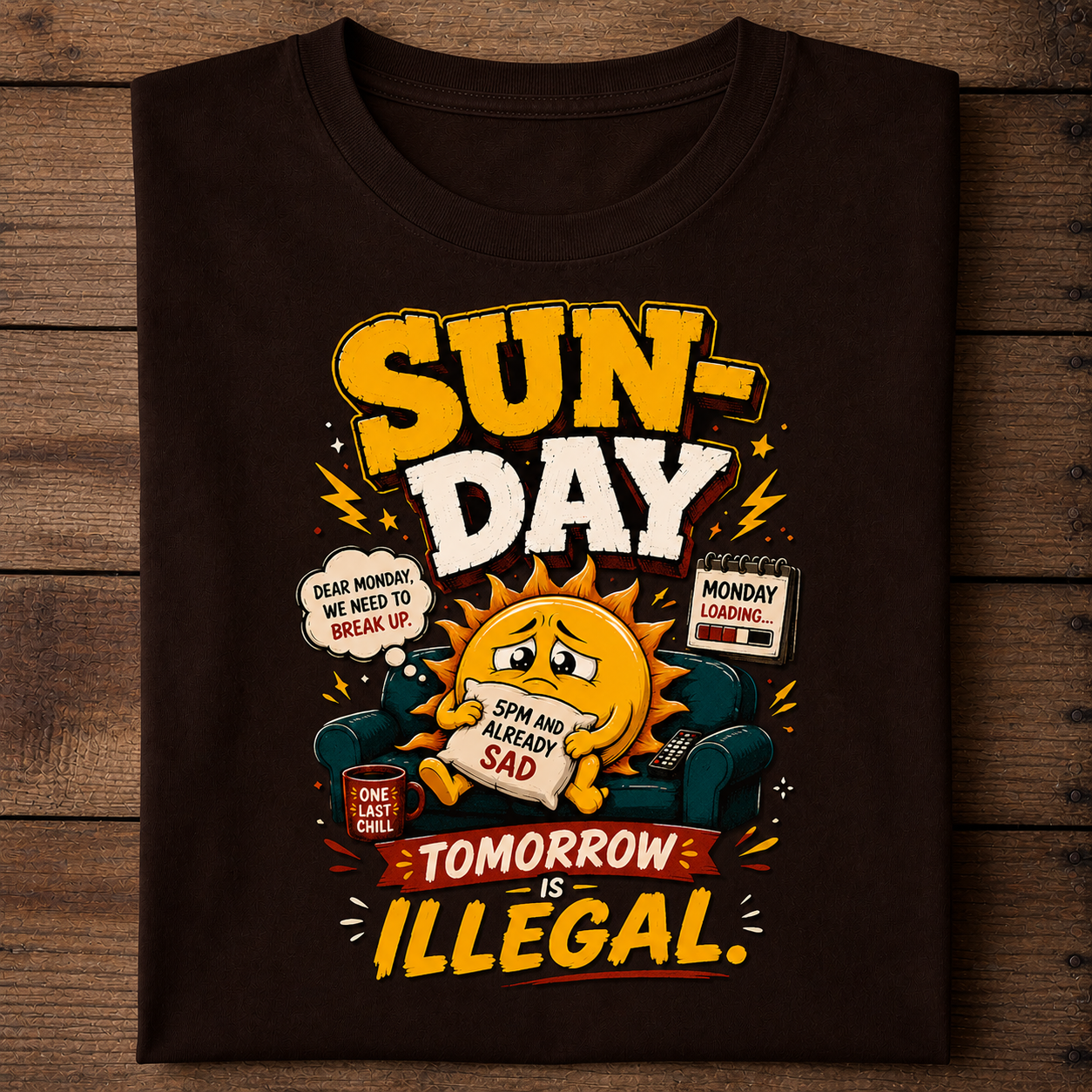 Sunday Tomorrow Illegal Funny Weekend T-Shirt