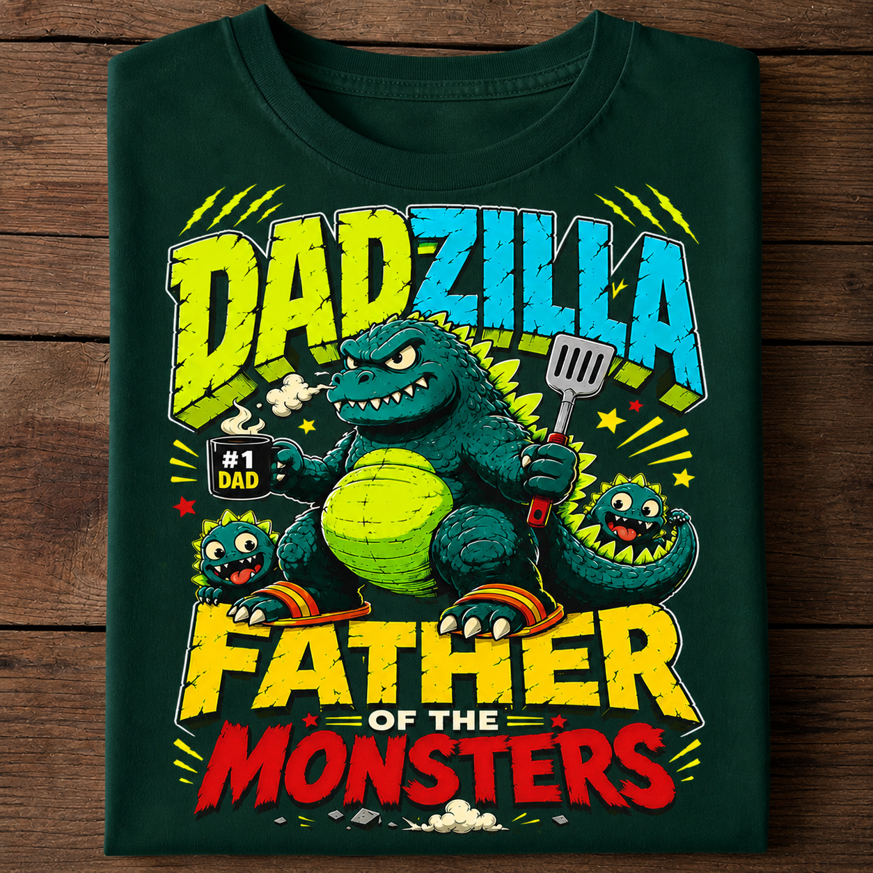 Dadzilla Father of Monsters Funny Dad T-Shirt