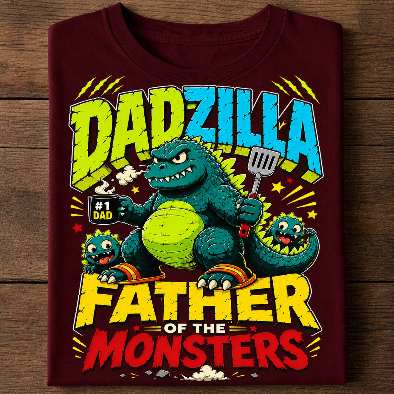 Dadzilla Father of Monsters Funny Dad T-Shirt