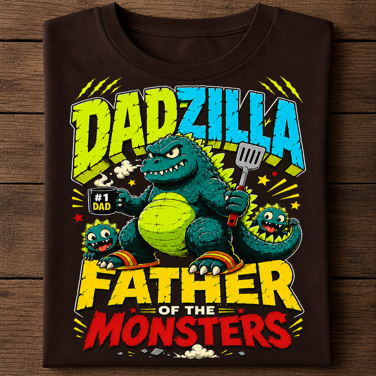 Dadzilla Father of Monsters Funny Dad T-Shirt