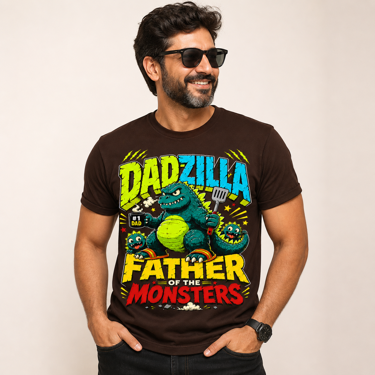 Dadzilla Father of Monsters Funny Dad T-Shirt