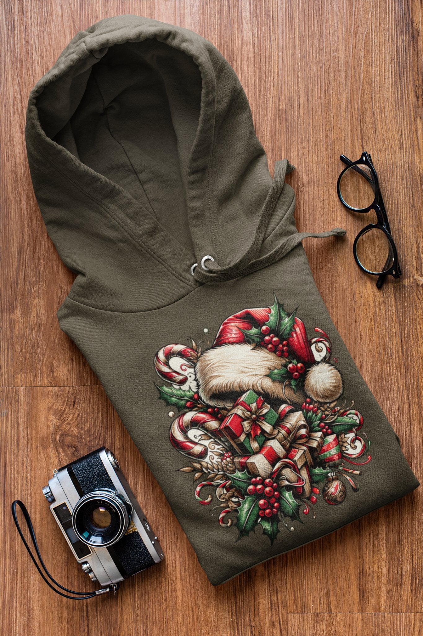 Festive Foliage & Gifts Hoodie - TranquilTrendz