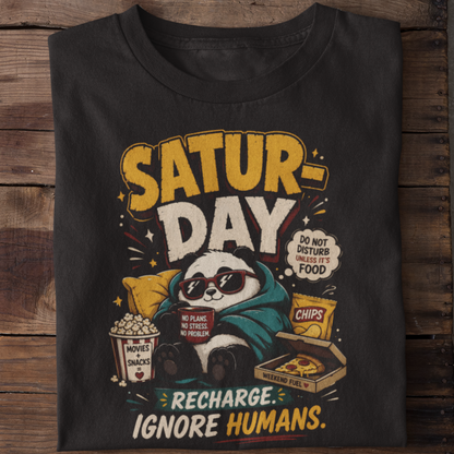 Saturday Recharge Funny Panda T-Shirt