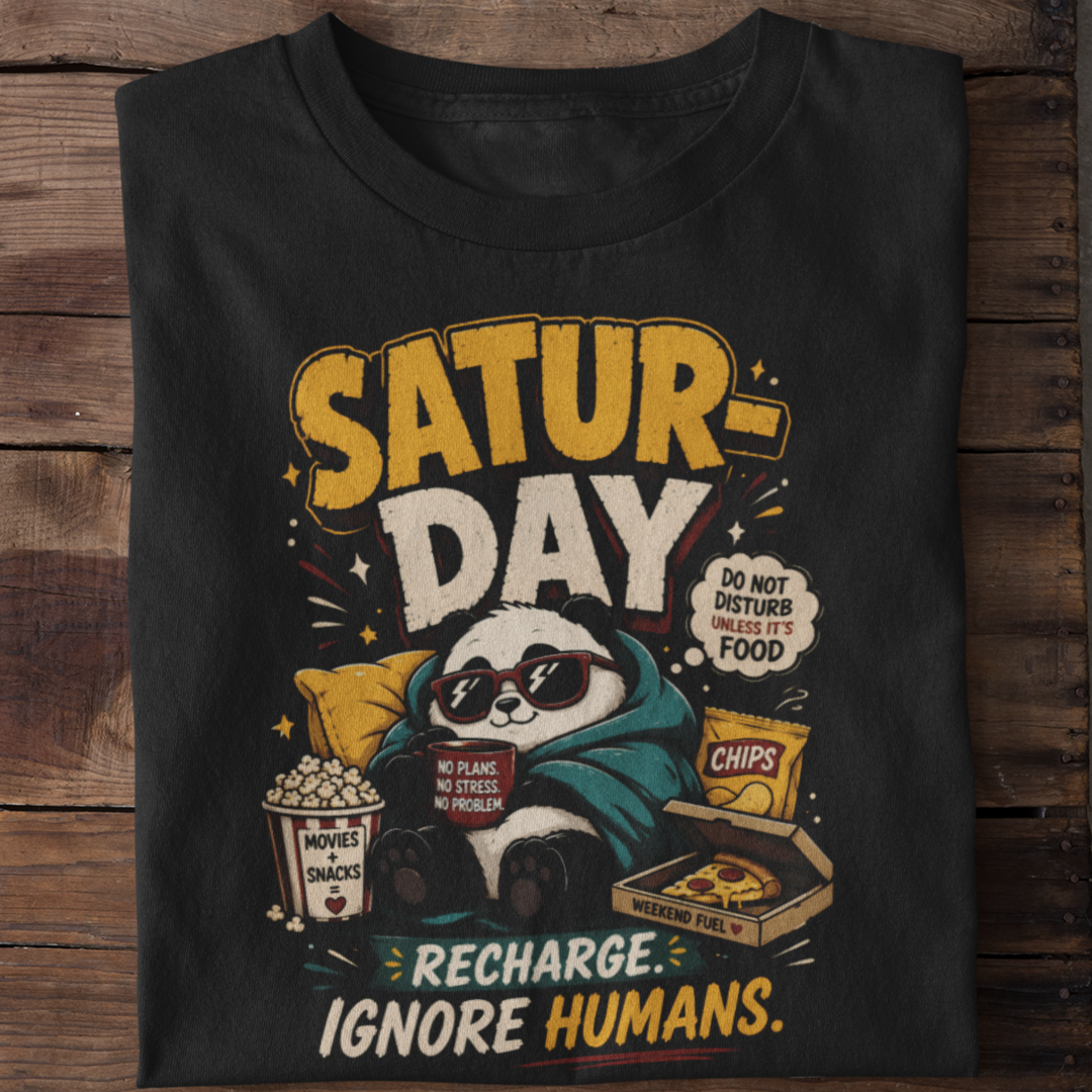 Saturday Recharge Funny Panda T-Shirt