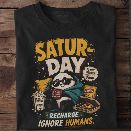 Saturday Recharge Funny Panda T-Shirt