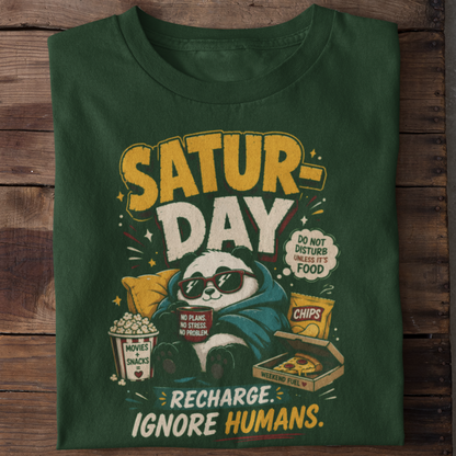 Saturday Recharge Funny Panda T-Shirt