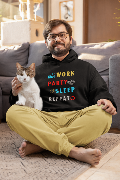 Work Party Sleep Repeat Lifestyle Hoodie