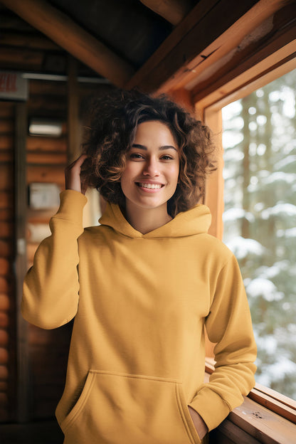 Mustard Yellow Unisex Winter Hoodie - TranquilTrendz