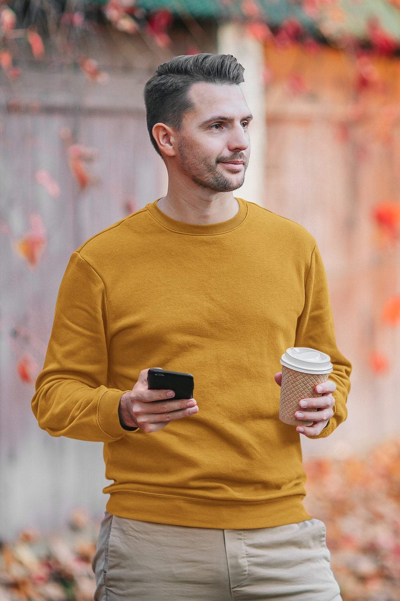 Mustard Yellow Unisex Winter SweatShirt - TranquilTrendz