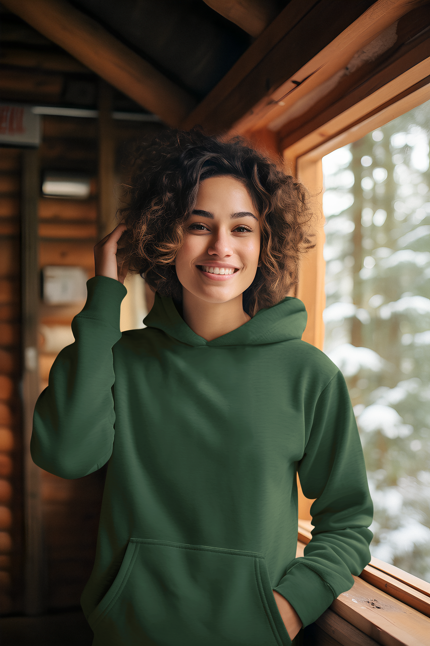 Bottle Green Unisex Winter Hoodie