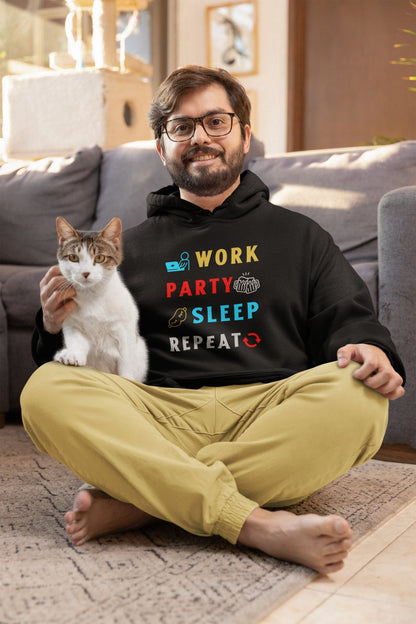 Work Party Sleep Repeat Lifestyle Hoodie - TranquilTrendz